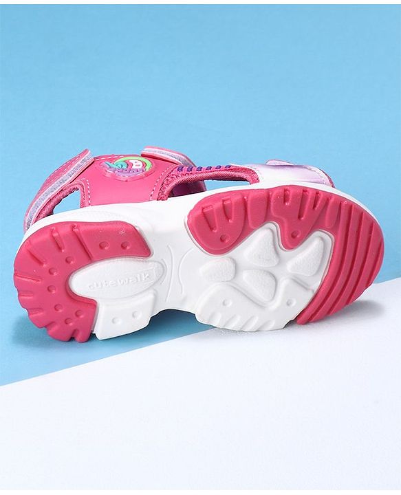 Cute Walk by Babyhug Velcro Sandals Logo Print - Fuchsia