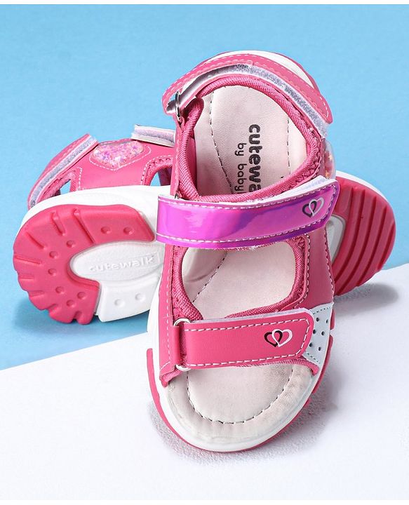 Cute Walk by Babyhug Sandals with Velcro Closure - Peach