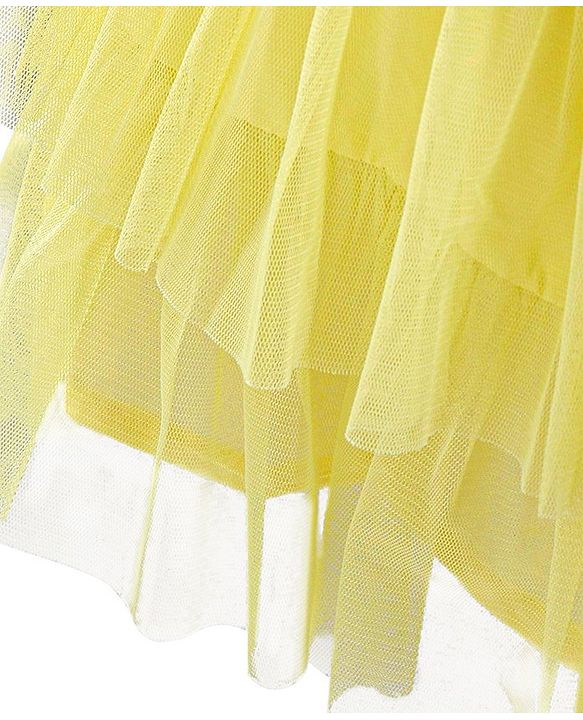 Babyhug Sleeveless Party Wear Frock With Lace - Yellow