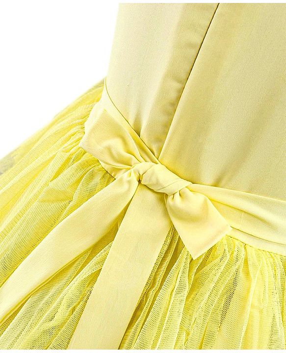 Babyhug Sleeveless Party Wear Frock With Lace - Yellow
