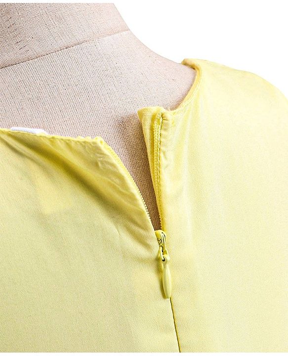 Babyhug Sleeveless Party Wear Frock With Lace - Yellow