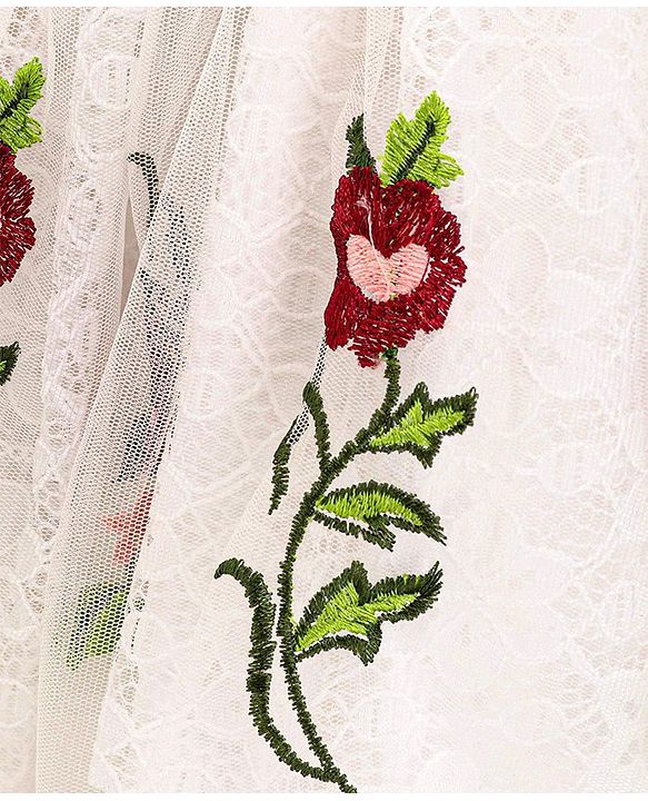 Babyhug Sleeveless Embroidered Party Frock - White