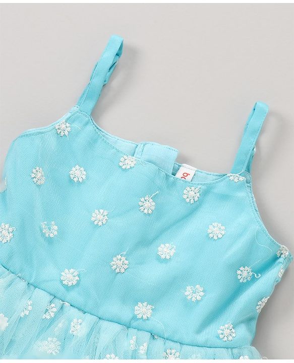 Babyhug Sleeveless Embroidered Party Frock - Blue