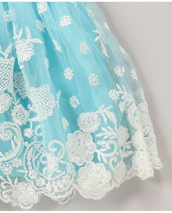 Babyhug Sleeveless Embroidered Party Frock - Blue