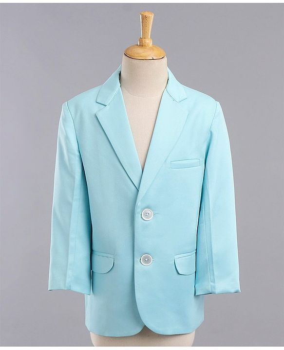 Babyhug Full Sleeves 3 Piece Solid Party Suit - Light Aqua