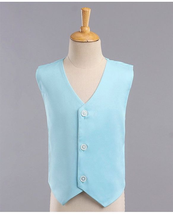 Babyhug Full Sleeves 3 Piece Solid Party Suit - Light Aqua