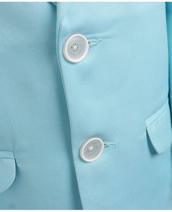 Babyhug Full Sleeves 3 Piece Solid Party Suit - Light Aqua