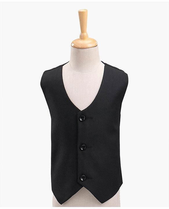 Babyhug Full Sleeves Solid Color Party Suit with Bow - Black