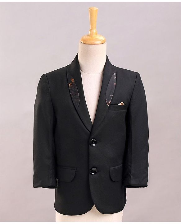 Babyhug Full Sleeves Party Wear Suit with Waistcoat & Bow - Black