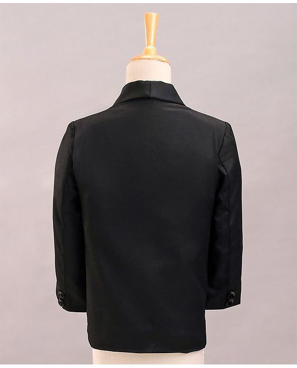 Babyhug Full Sleeves Party Wear Suit with Waistcoat & Bow - Black