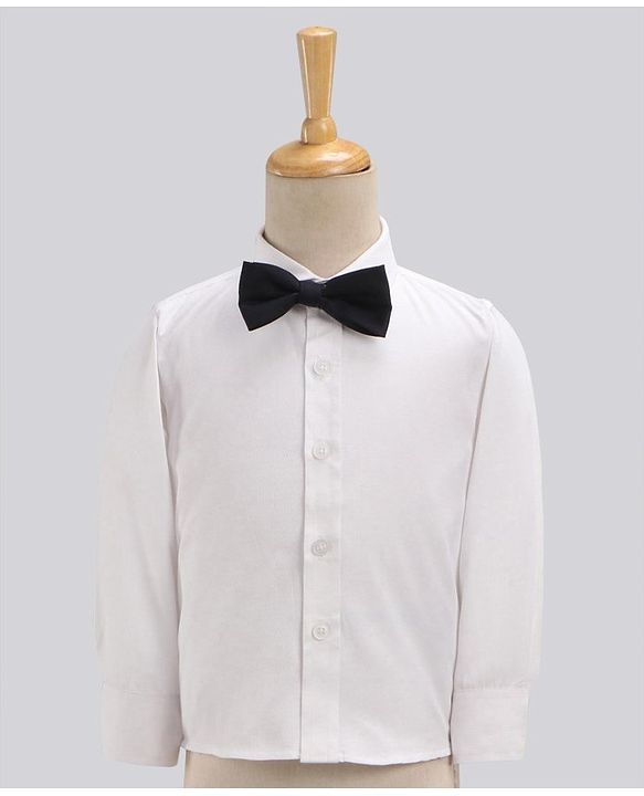 Babyhug Full Sleeves Solid Party Suit with Bow Tie - Navy