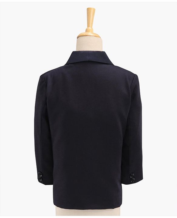 Babyhug Full Sleeves Solid Party Suit with Bow Tie - Navy