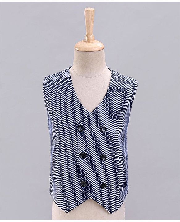 Babyhug Full Sleeves 4 Piece Party Suit With Bow - Blue
