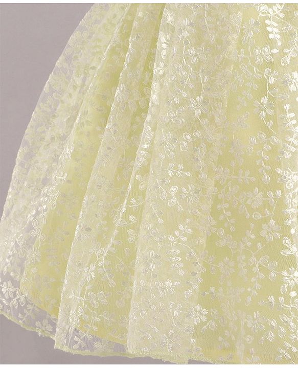 Babyhug Sleeveless Party Wear Frock Floral Embroidered - Yellow