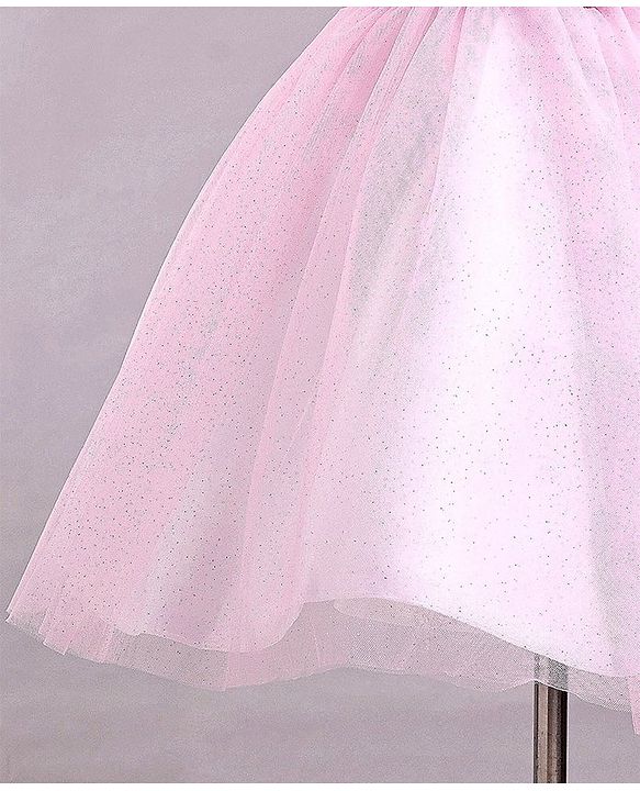 Babyhug Sleeveless Party Wear Frock With Sequin & Flower Applique - Rose