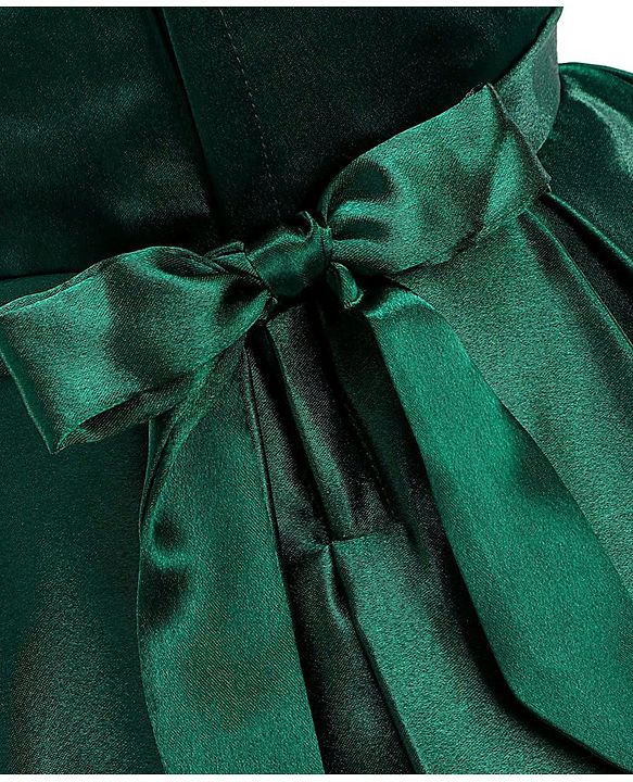 Babyhug Sleeveless Party Wear Pleated Frock Ruffle Detailing - Green