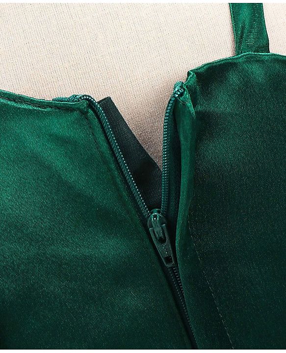 Babyhug Sleeveless Party Wear Pleated Frock Ruffle Detailing - Green