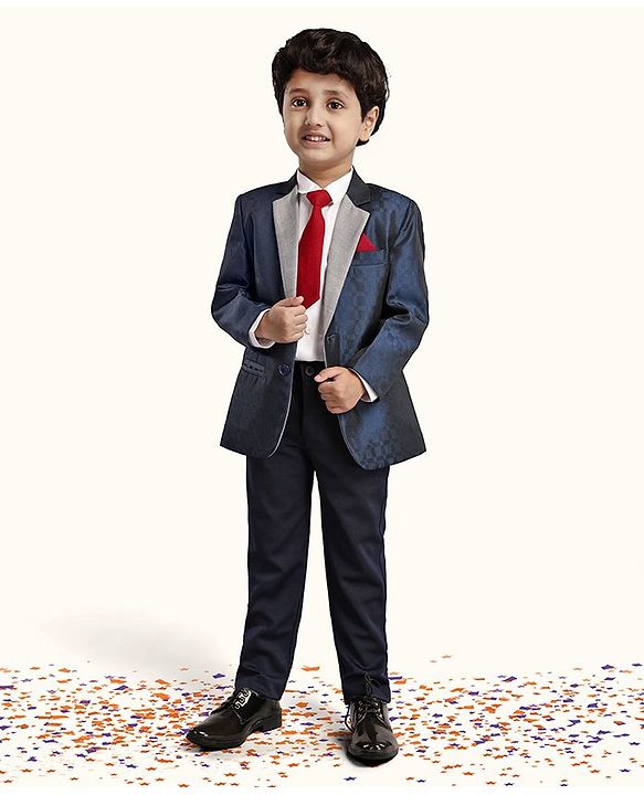 Babyhug Full Sleeves Solid Party Wear Suit - Navy