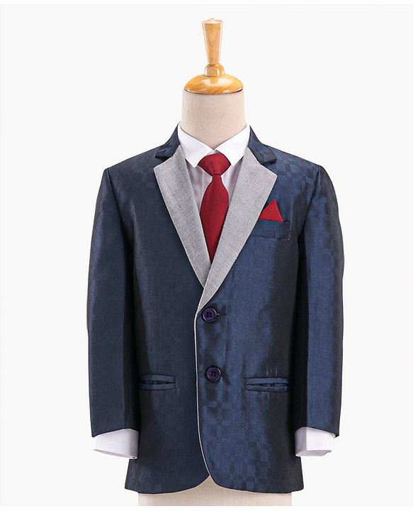 Babyhug Full Sleeves Solid Party Wear Suit - Navy