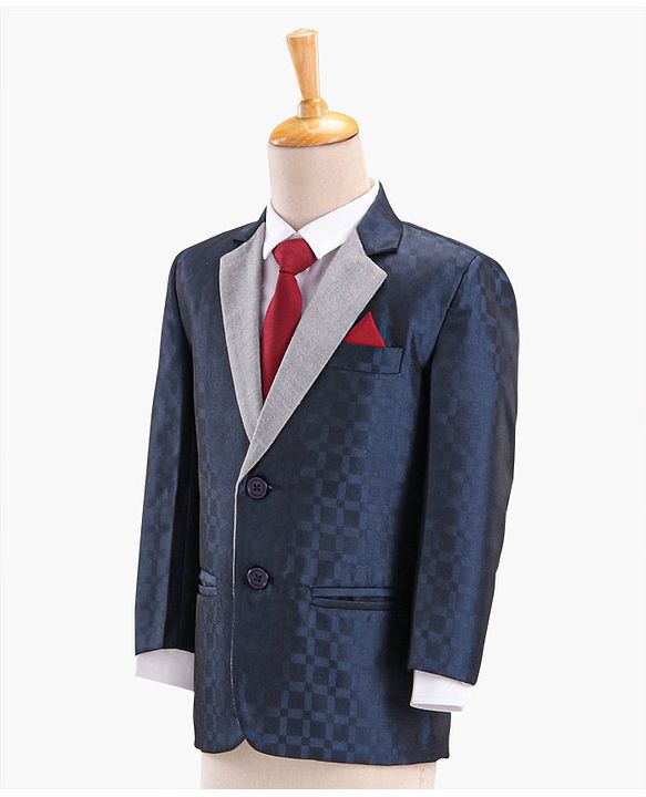 Babyhug Full Sleeves Solid Party Wear Suit - Navy