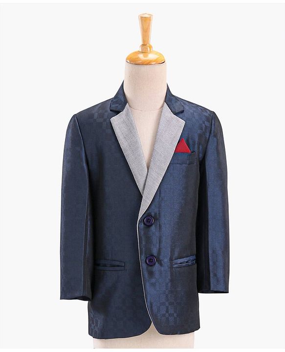 Babyhug Full Sleeves Solid Party Wear Suit - Navy