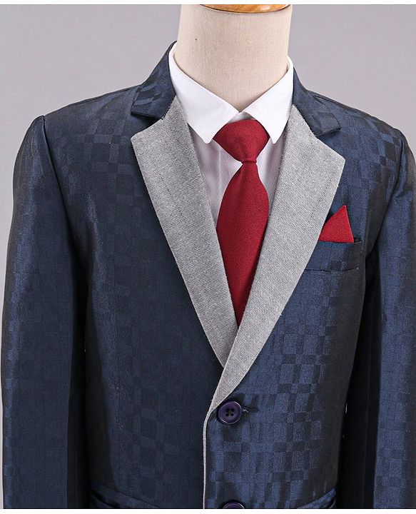 Babyhug Full Sleeves Solid Party Wear Suit - Navy