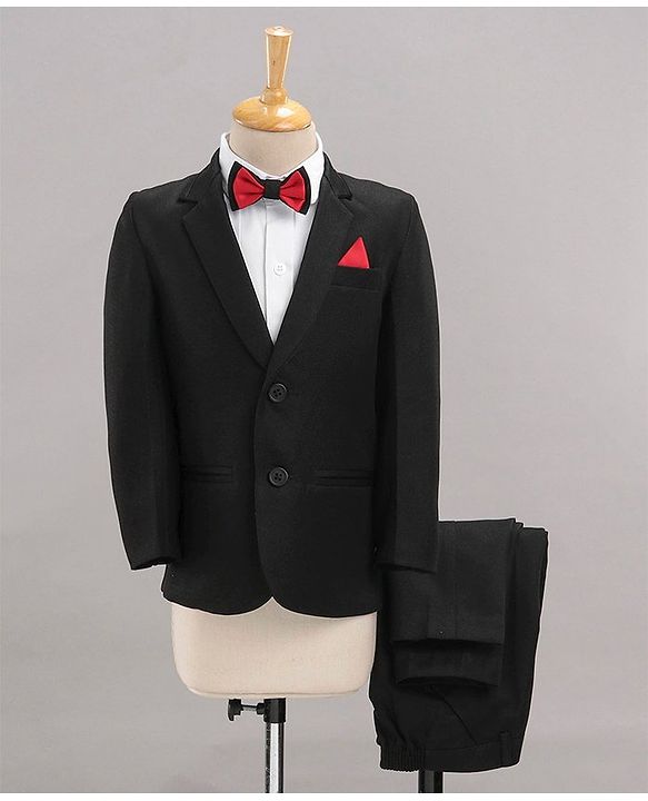 Babyhug Full Sleeves Classic Stretch Fit Party Suit Bow - Black