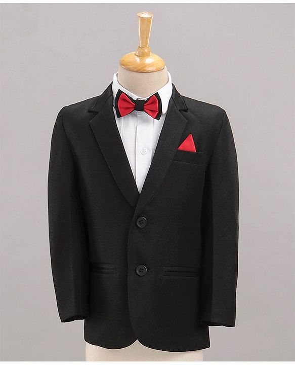 Babyhug Full Sleeves Classic Stretch Fit Party Suit Bow - Black