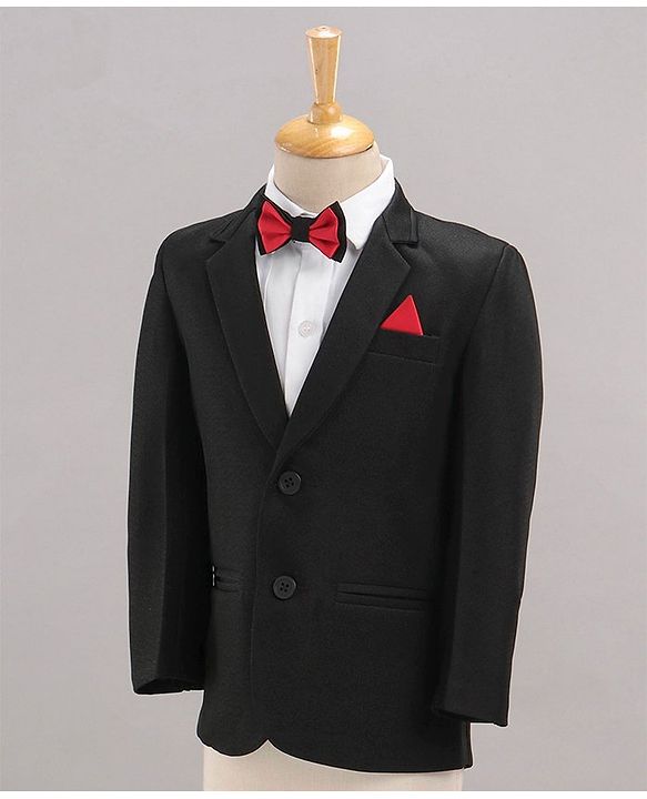Babyhug Full Sleeves Classic Stretch Fit Party Suit Bow - Black
