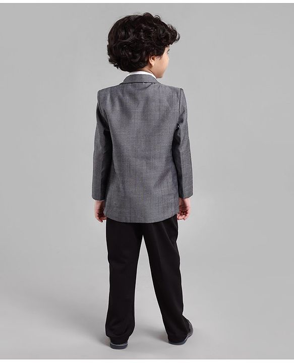 Babyhug Woven Full Sleeves Solid Party Suit - Grey