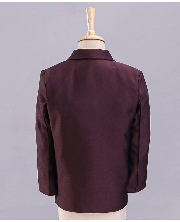 Babyhug Full Sleeves 3 Piece Party Suit With Bow - Maroon