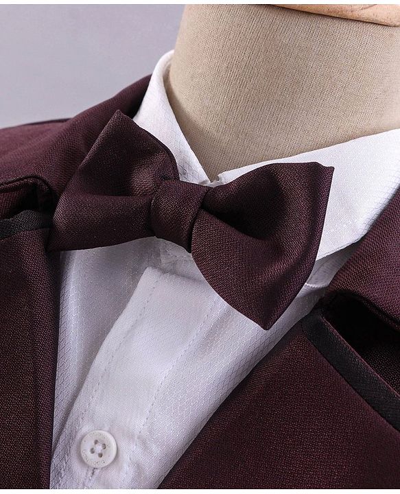 Babyhug Full Sleeves 3 Piece Party Suit With Bow - Maroon