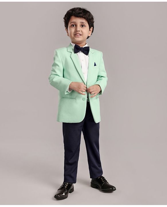 Babyhug Full Sleeves Solid Party Wear Suit - Mint Green
