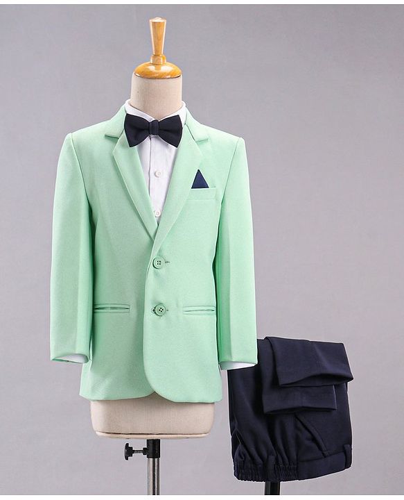 Babyhug Full Sleeves Solid Party Wear Suit - Mint Green