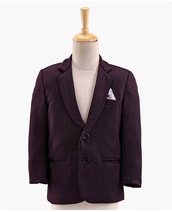 Babyhug Full Sleeves 5 Piece Stretch Fit Party Suit With Waist Coat & Bow - Maroon