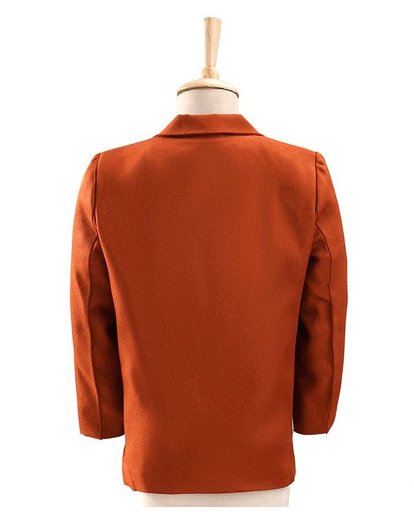 Babyhug Full Sleeves Stretch Fit Party Suit With Tie - Rust