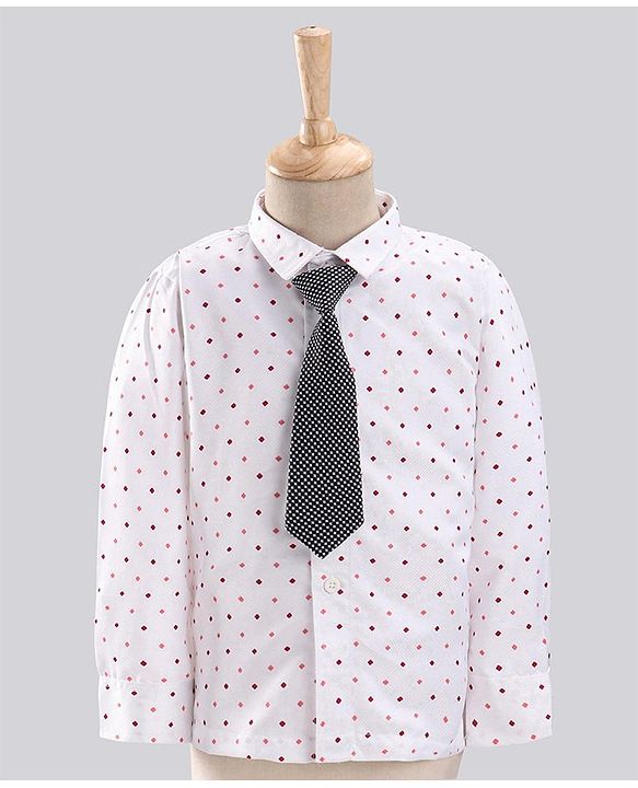Babyhug Full Sleeves Stretch Fit Party Suit With Tie - Rust