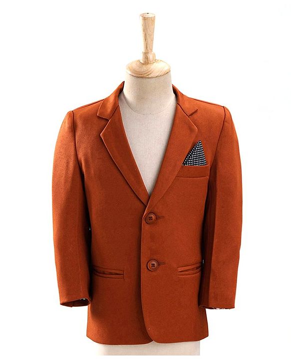 Babyhug Full Sleeves Stretch Fit Party Suit With Tie - Rust