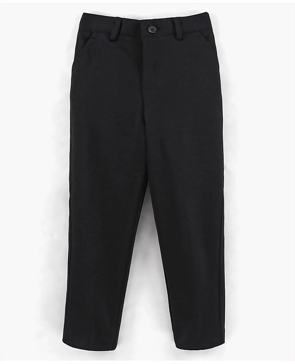 Babyhug Full Sleeves Solid & Checked Party Suit With Bow Detailing - Anthra Black