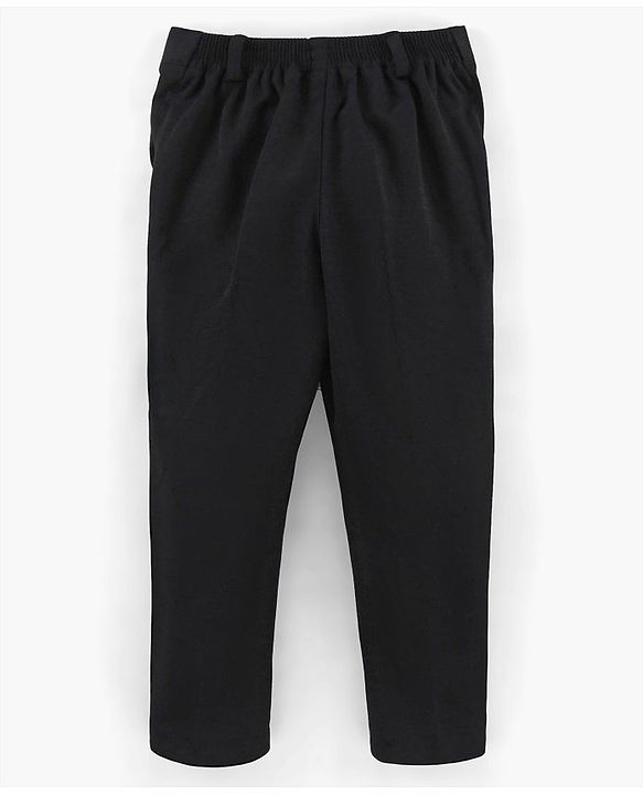 Babyhug Full Sleeves Solid & Checked Party Suit With Bow Detailing - Anthra Black