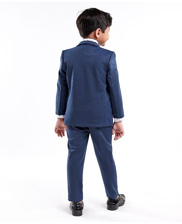 Babyhug Full Sleeves Solid Party Suit - Dark Blue