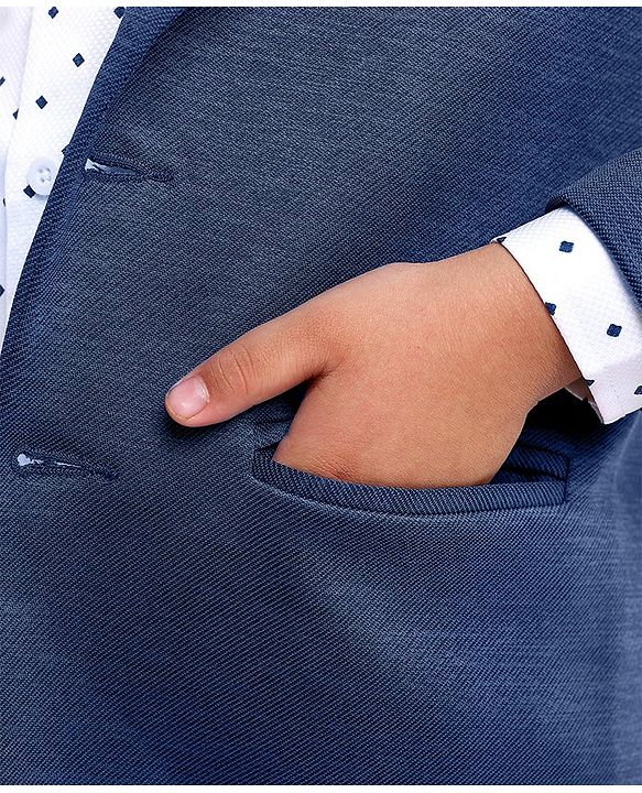 Babyhug Full Sleeves Solid Party Suit - Dark Blue