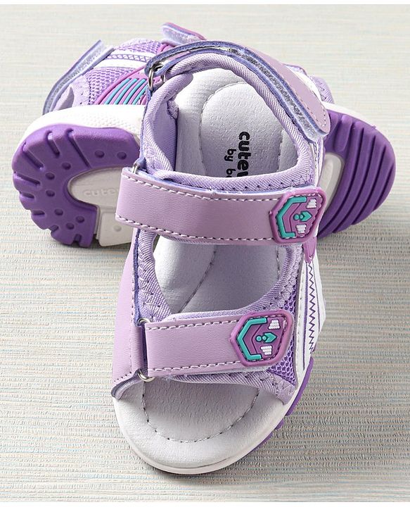 Cute Walk by Babyhug Sandals With Triple Velcro Closure - Light Purple