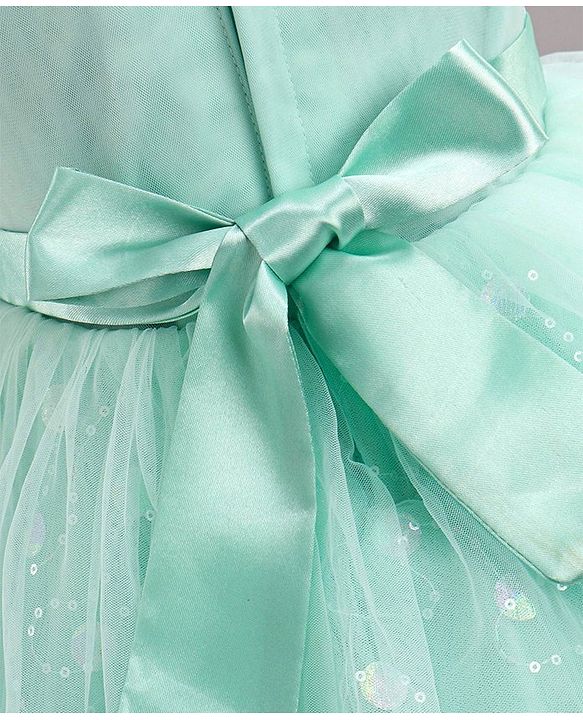 Babyhug Sleeveless Foil Printed Party Frock - Mint Green