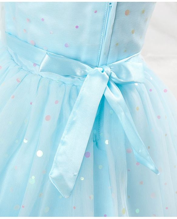 Babyhug Sleeveless Party Wear Frock with Corsage -Light Blue