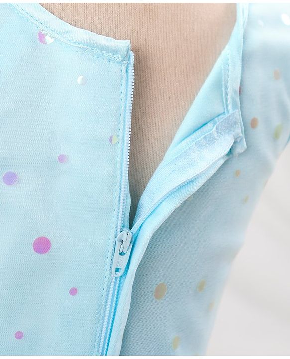 Babyhug Sleeveless Party Wear Frock with Corsage -Light Blue