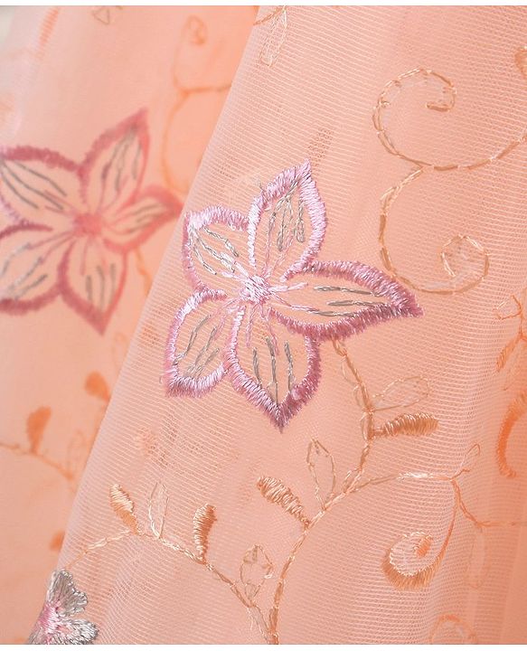 Babyhug Cap Sleeves Knee Length Party Frock Embroidered - Peach