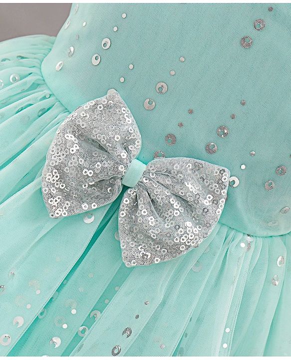 Babyhug Sleeveless Party Wear Frock with Corsage -Light Blue