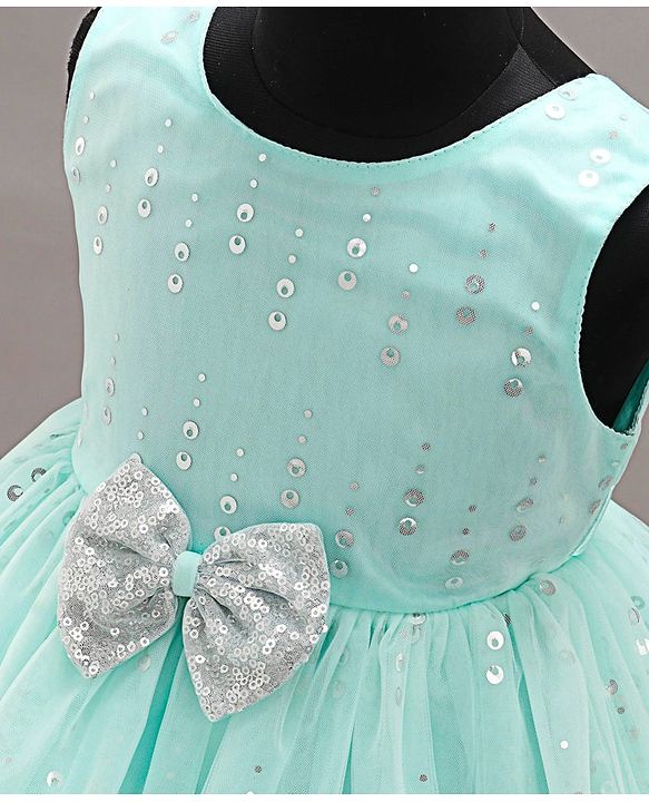 Babyhug Sleeveless Party Wear Frock with Corsage -Light Blue