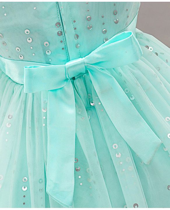 Babyhug Sleeveless Party Wear Frock with Corsage -Light Blue
